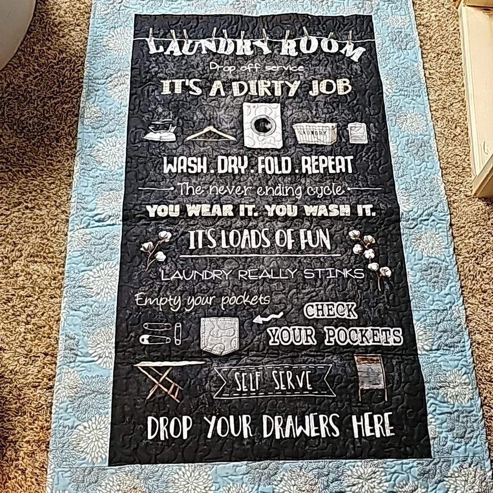 Quilted laundry sign- hand and machine quilted